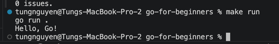 make run executes go run and prints Hello Go