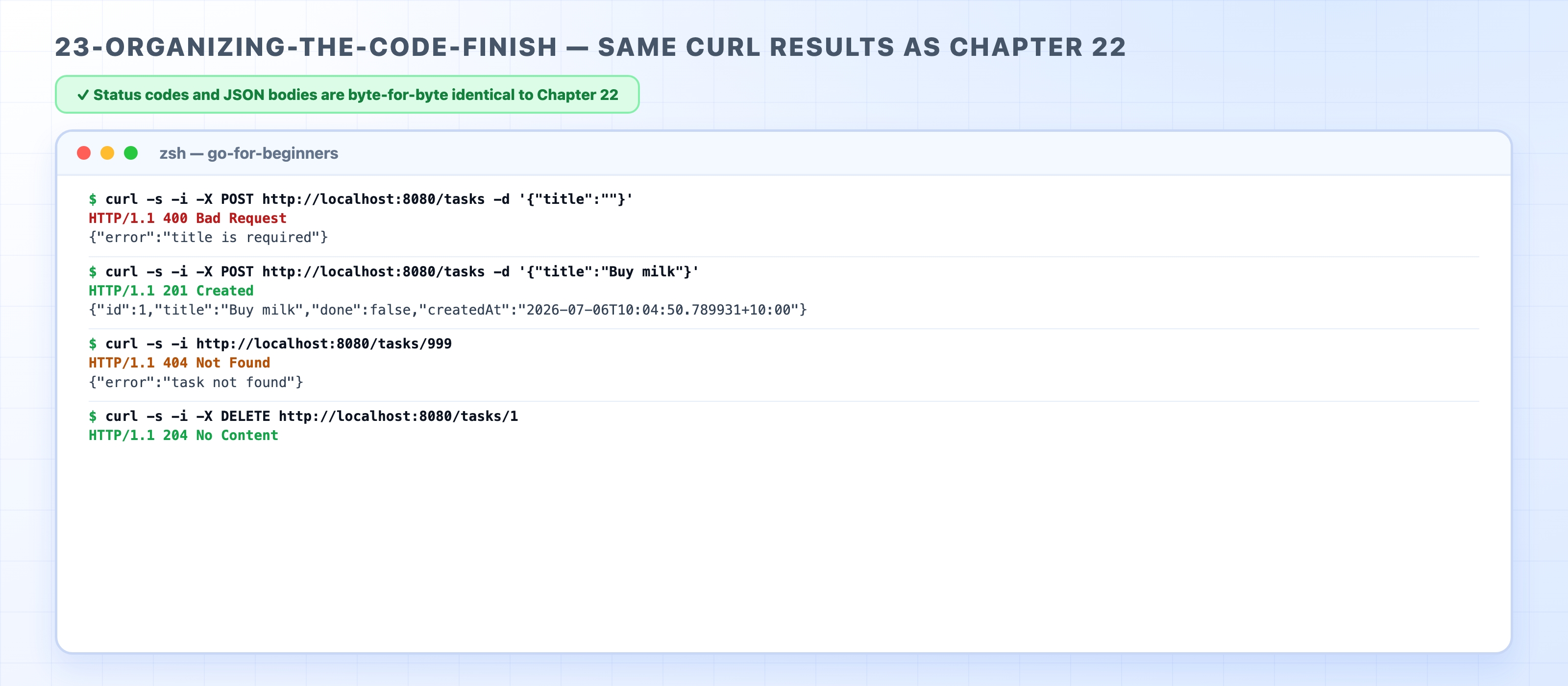 Same curl results before and after the refactor