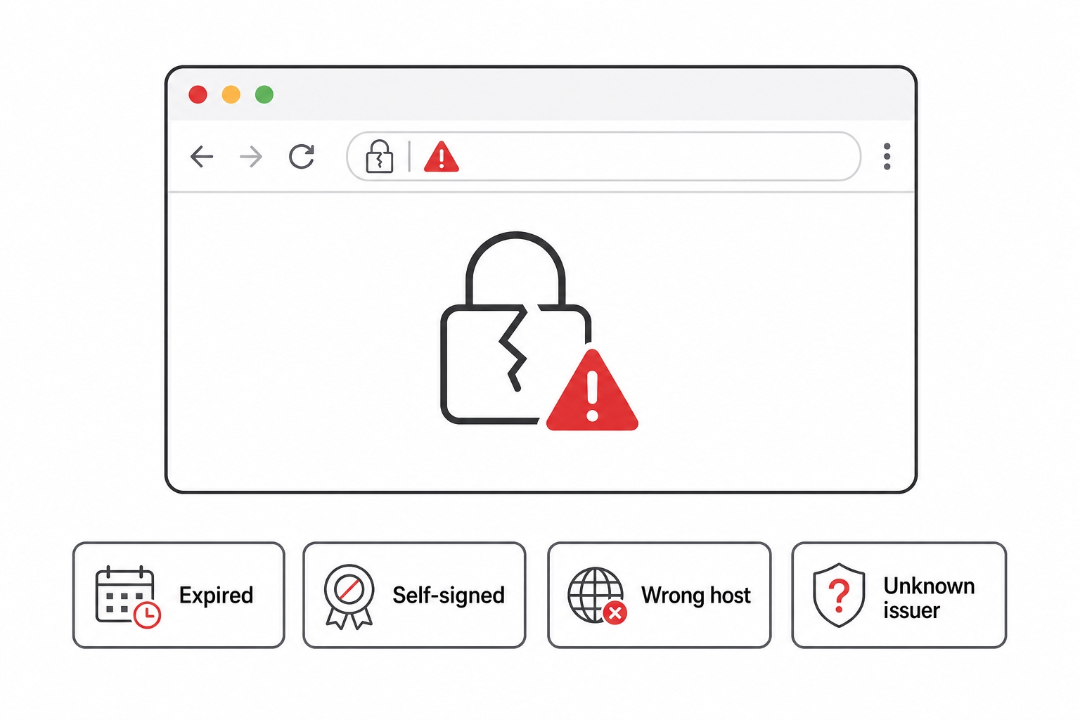 A browser certificate warning and what each kind means