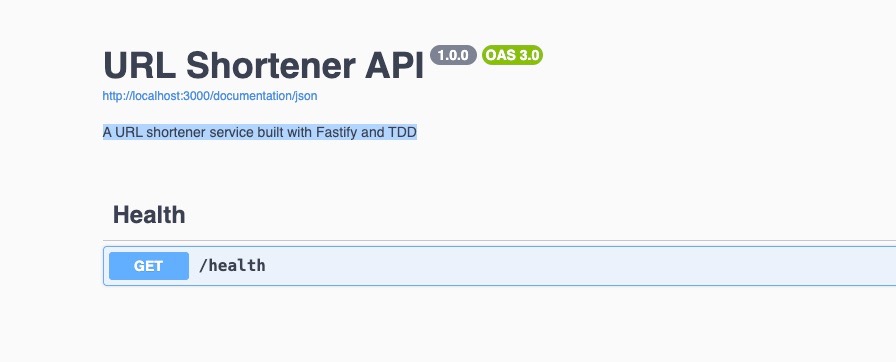 Swagger UI showing the health check endpoint documentation
