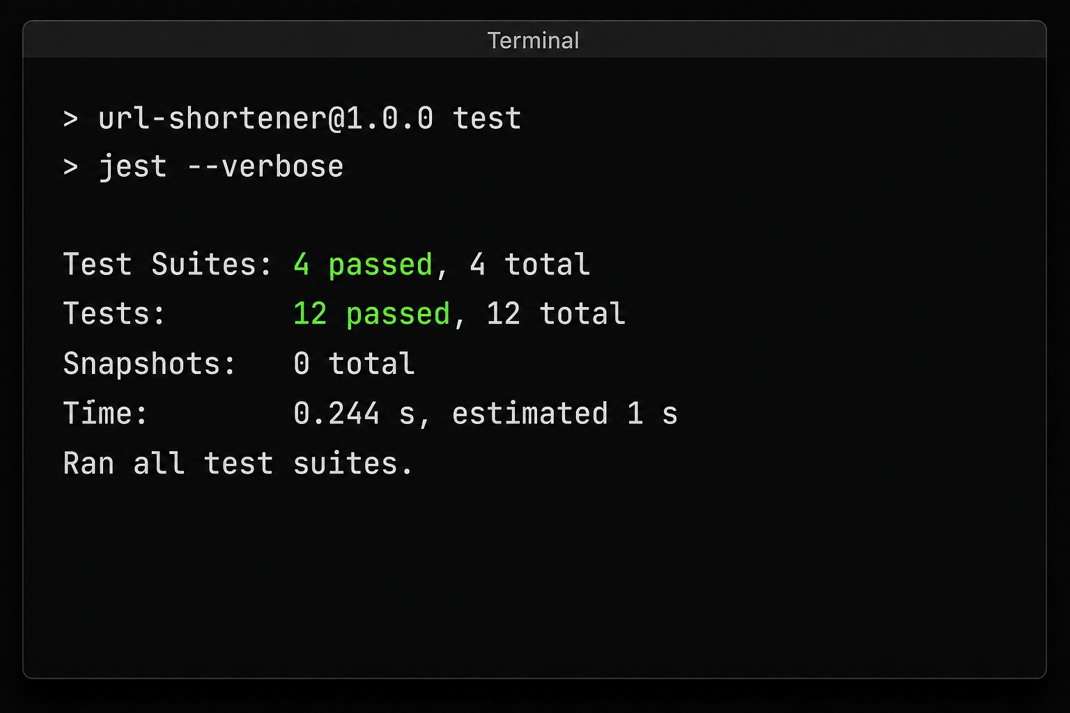 All tests passing after the change.