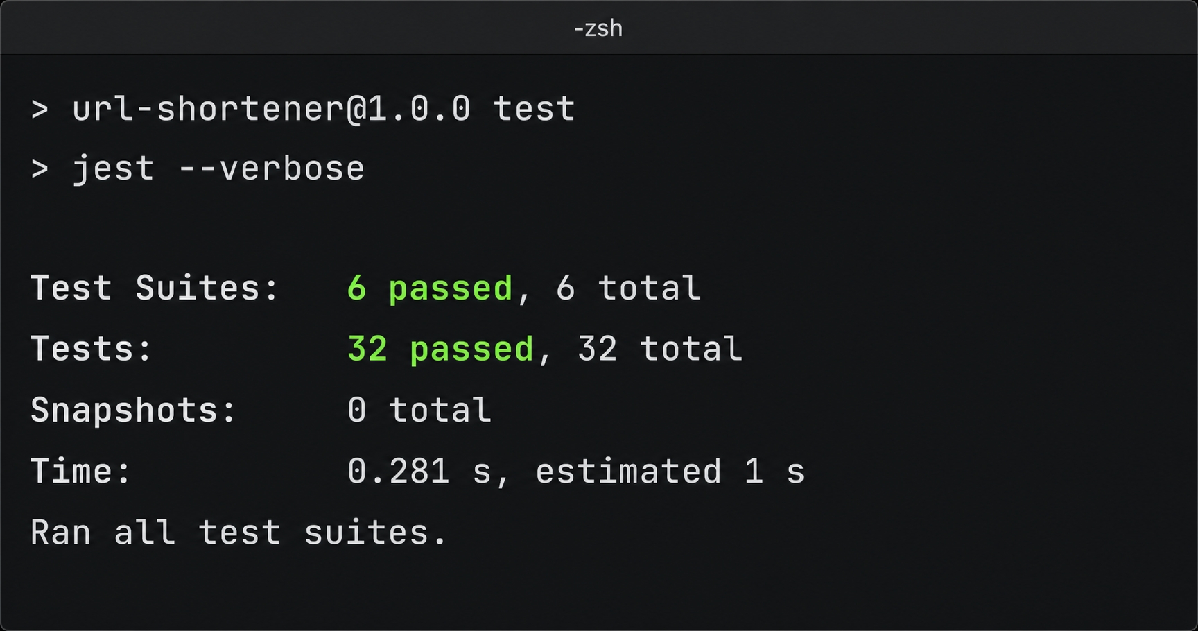 All tests passing after the change.