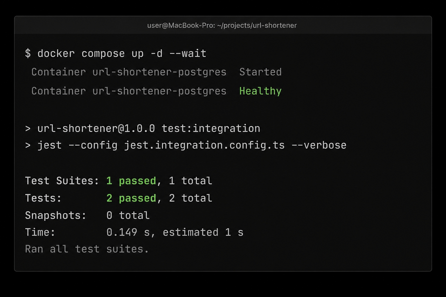 All tests passing after the change.