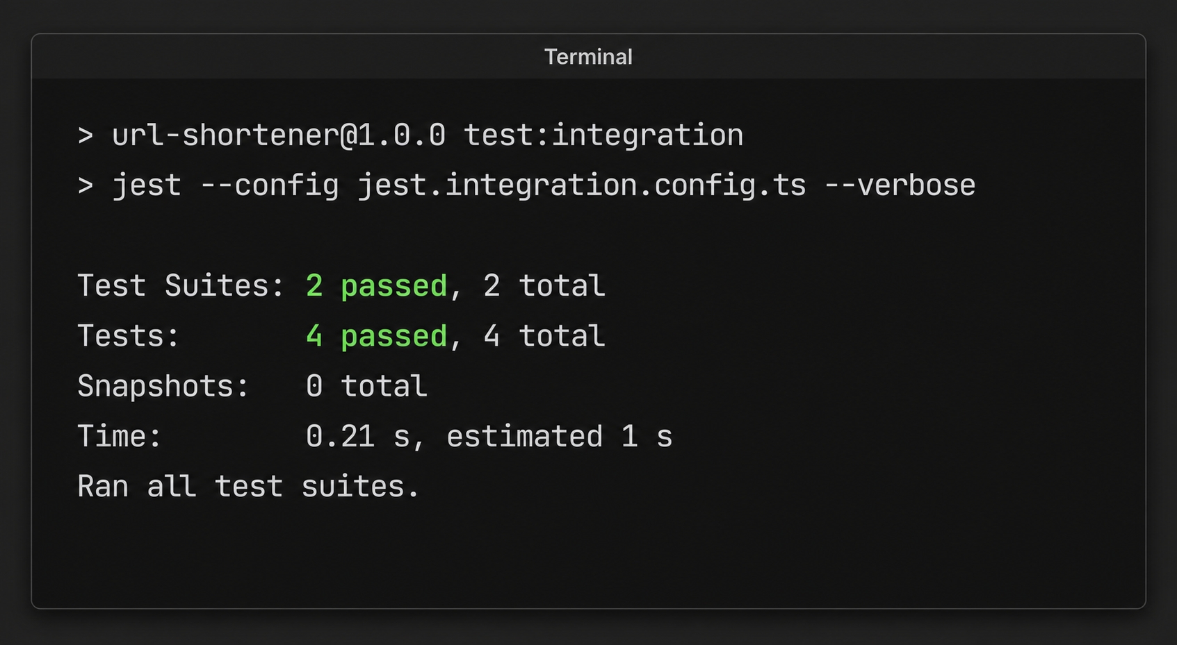 All tests passing after the change.