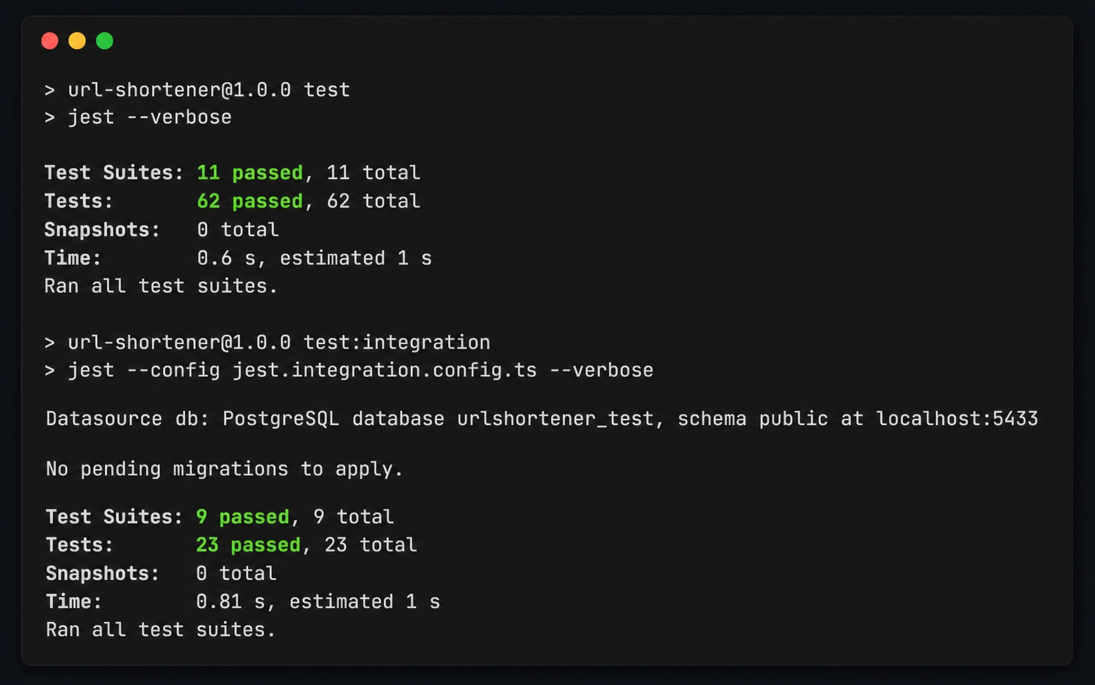 All unit and integration tests passing.