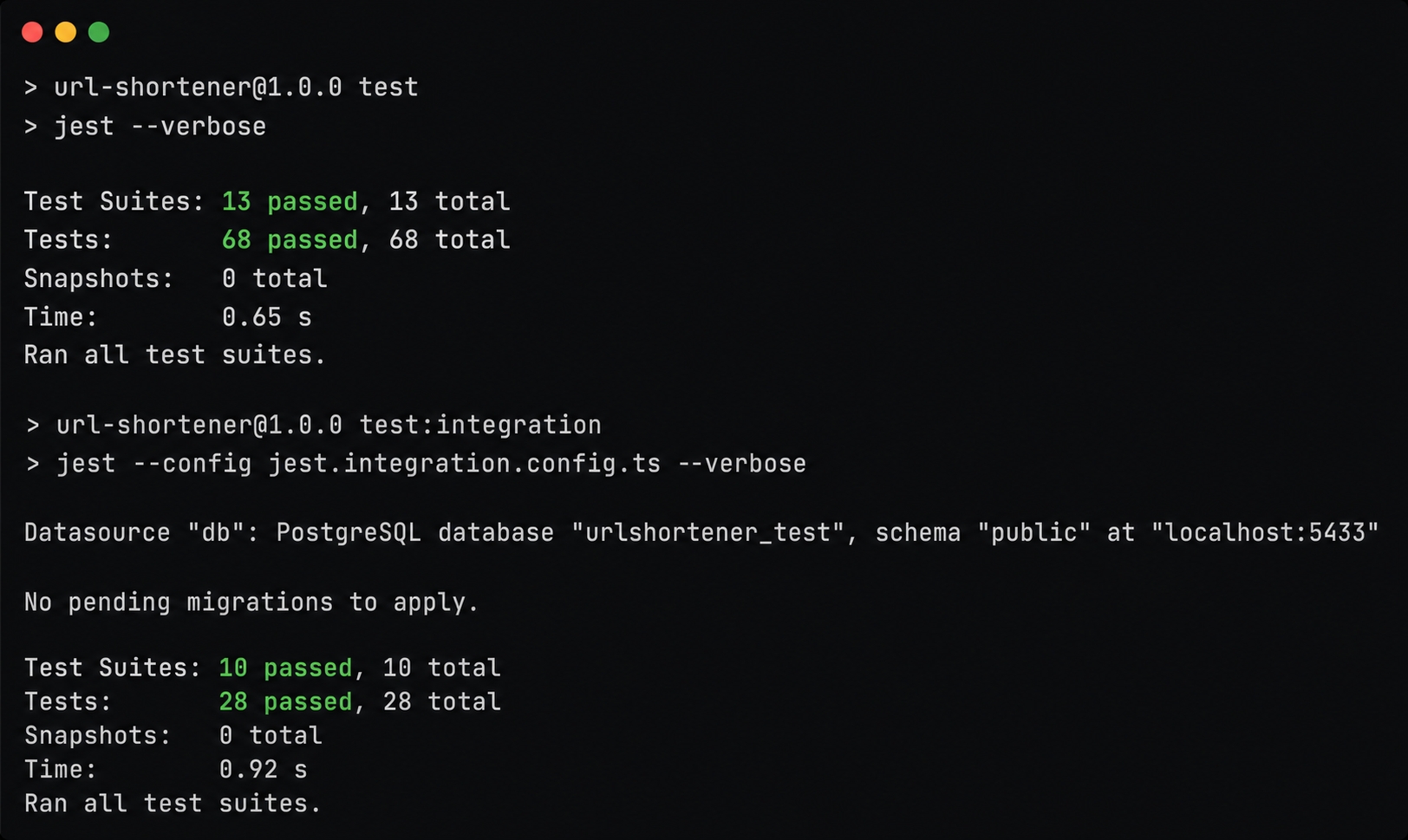 All unit and integration tests passing.
