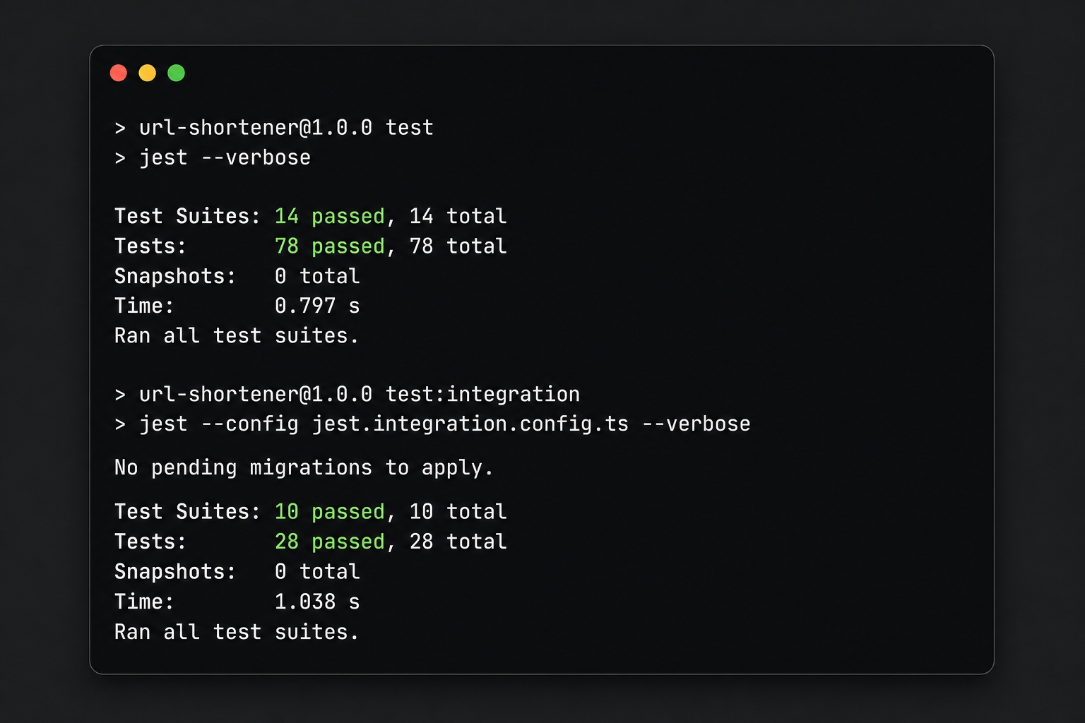 All unit and integration tests passing.