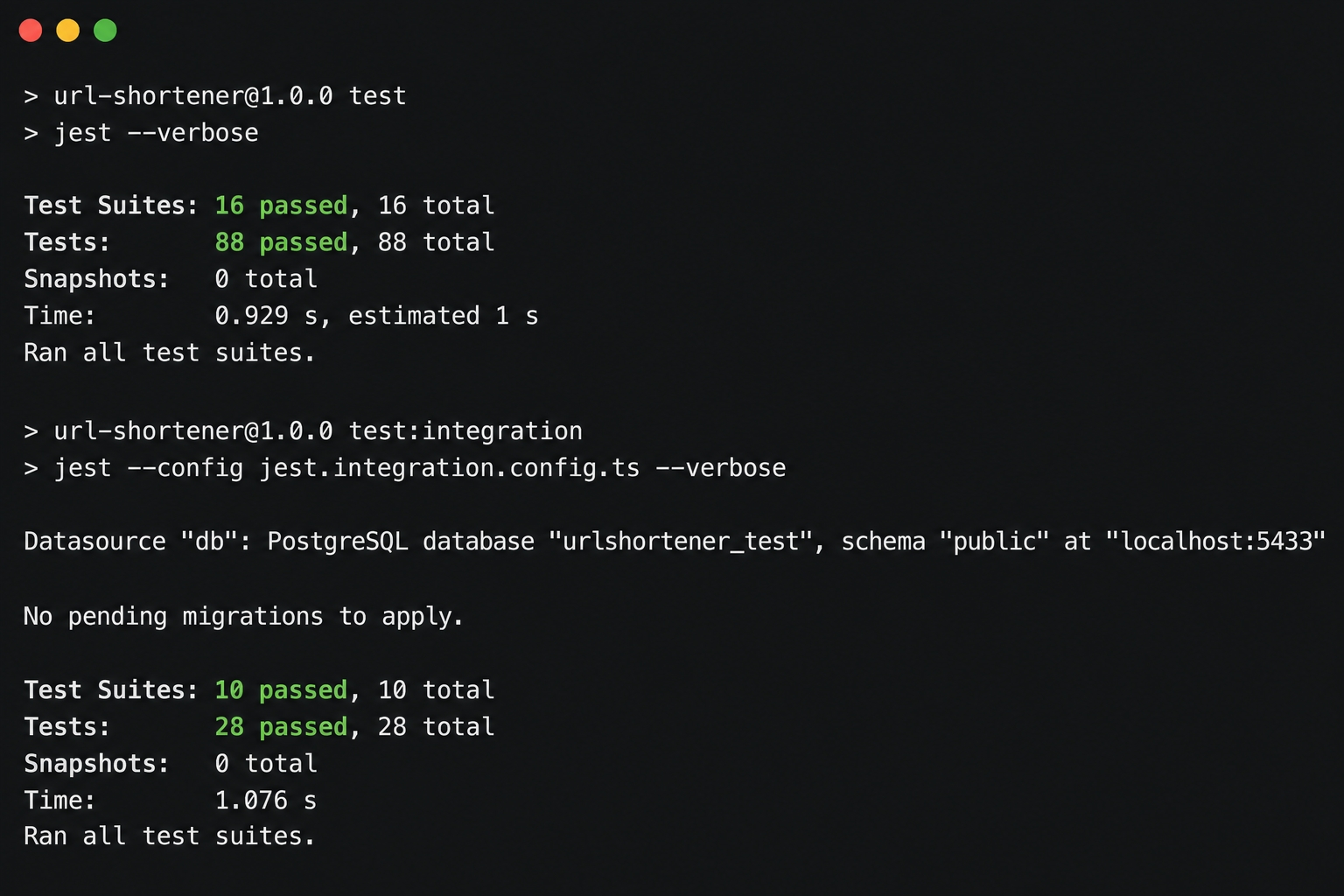 All unit and integration tests passing.
