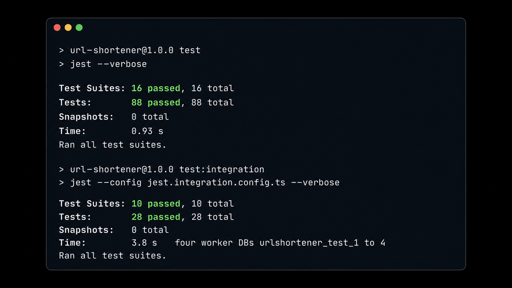 All unit and integration tests passing in parallel.